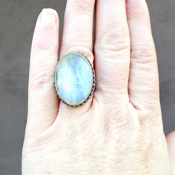 New Stunning Rainbow Dichroic Glass 925 Silver Ring. - Picture 6 of 12